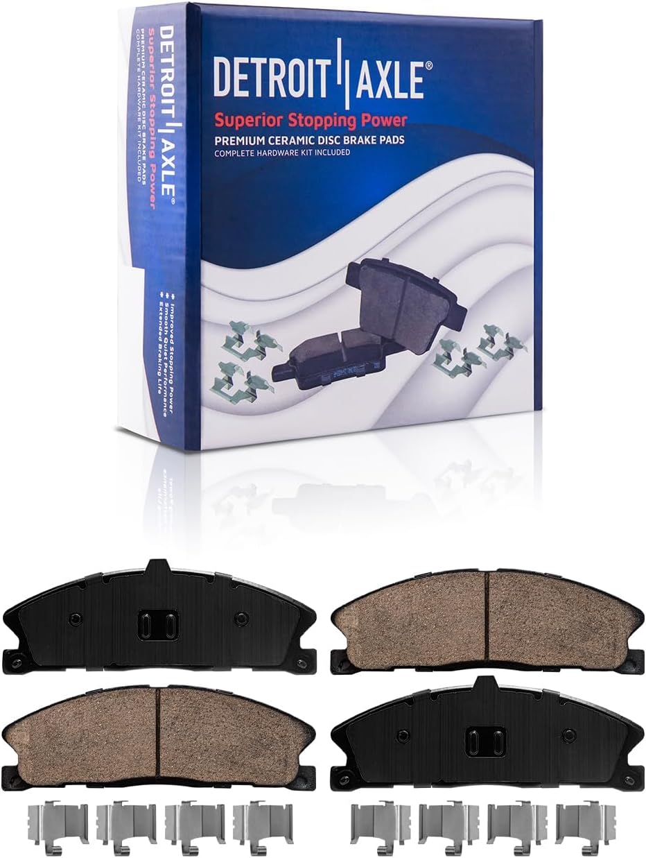 Detroit Axle - 4pc Brake Kit for Ford Flex Taurus Explorer Police Interceptor Sedan Utility Special Service Police Sedan Lincoln MKS MKT, Drilled Disc Brakes Rotors Brake Pads w/Hardware: 13.86' inch