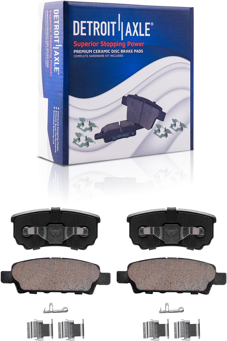 Detroit Axle - Rear Brake Calipers w/Bracket Ceramic Brake Pads Replacement for 200 Patriot Compass Avenger Sebring Caliber Lancer - 4pc Set