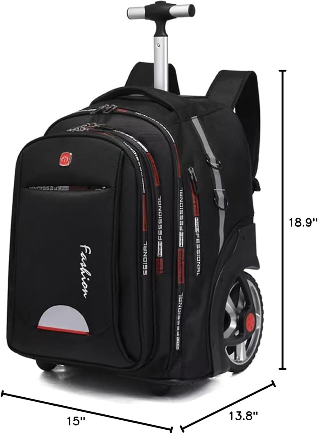 Rolling Backpack for Adults, 22 Inch Backpack with Wheels for Business, College Student and Travel Commuter, Waterproof Wheeled Backpack (black)