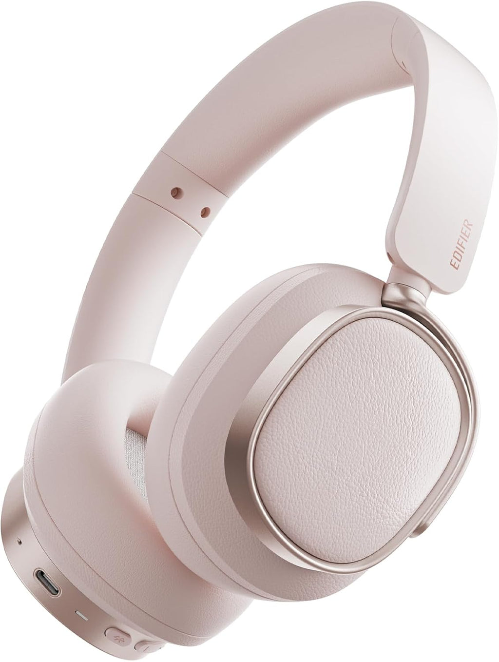 Edifier Active Noise Cancelling Headphones, Over Ear Bluetooth Headset, 92H Playtime Wired & Wireless Hi-Res Audio Certified, Fast Charging Clear Calls for Home Office Travel (Pink)