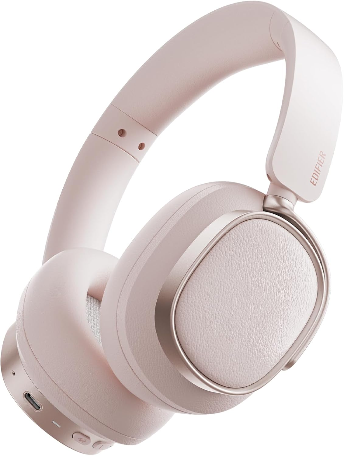 Edifier Active Noise Cancelling Headphones, Over Ear Bluetooth Headset, 92H Playtime Wired & Wireless Hi-Res Audio Certified, Fast Charging Clear Calls for Home Office Travel (Pink)