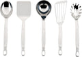 Hestan Provisions Chef's Tools, Essential Set (5-Piece), Stainless Steel Solid Spoon, Ladle, Pasta Fork, Turner/Spatula, Fish Spatula