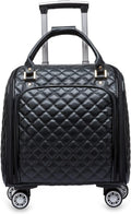 feilario 16in Leather Softside Underseat Carry on Suitcases Expandable Spinner Wheels Travel Luggage