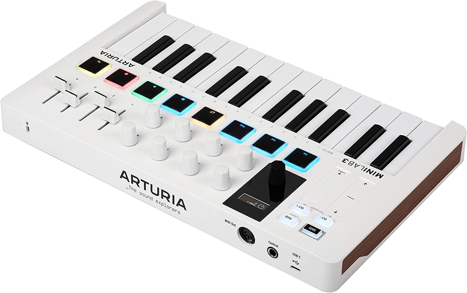 Arturia MiniLab 3 MIDI Keyboard Controller Bundle with SR350 Over Ear Samson Headphones, USB Cable & Polishing Cloth - 25 Key MIDI Keyboard for Recording Studio Equipment, Software Included (WHITE)