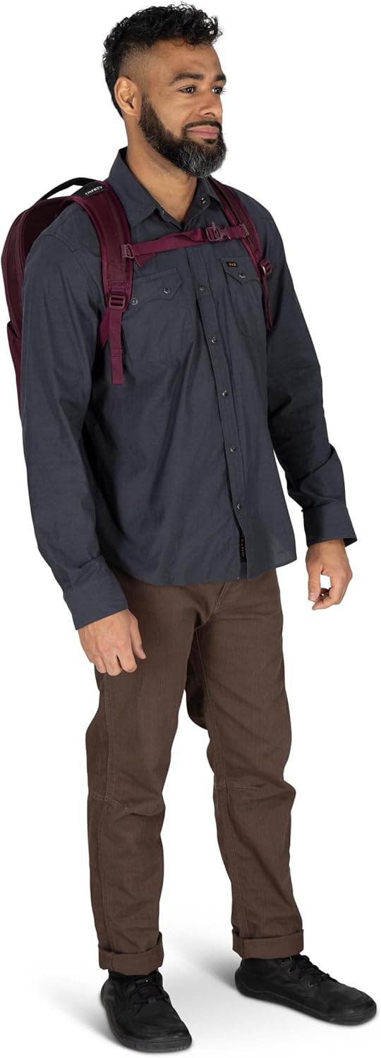 Osprey Ozone Laptop Backpack with Ventilated AirScape™ Backpanel - Lightweight Travel Backpack with 16' Laptop Sleeve - Carry-On Compatible Travel Bag for Men and Women, Moody Burgundy
