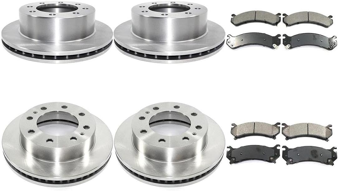 8Pcs Front Brake Pads and Rotors Kit Brakes and Rotors Replacement Brake Pads Ceramic & Brake Rotors fits Chevrolet Silverado 3500 2004-2006 fits Chevy Silverado 3500 2004-2006