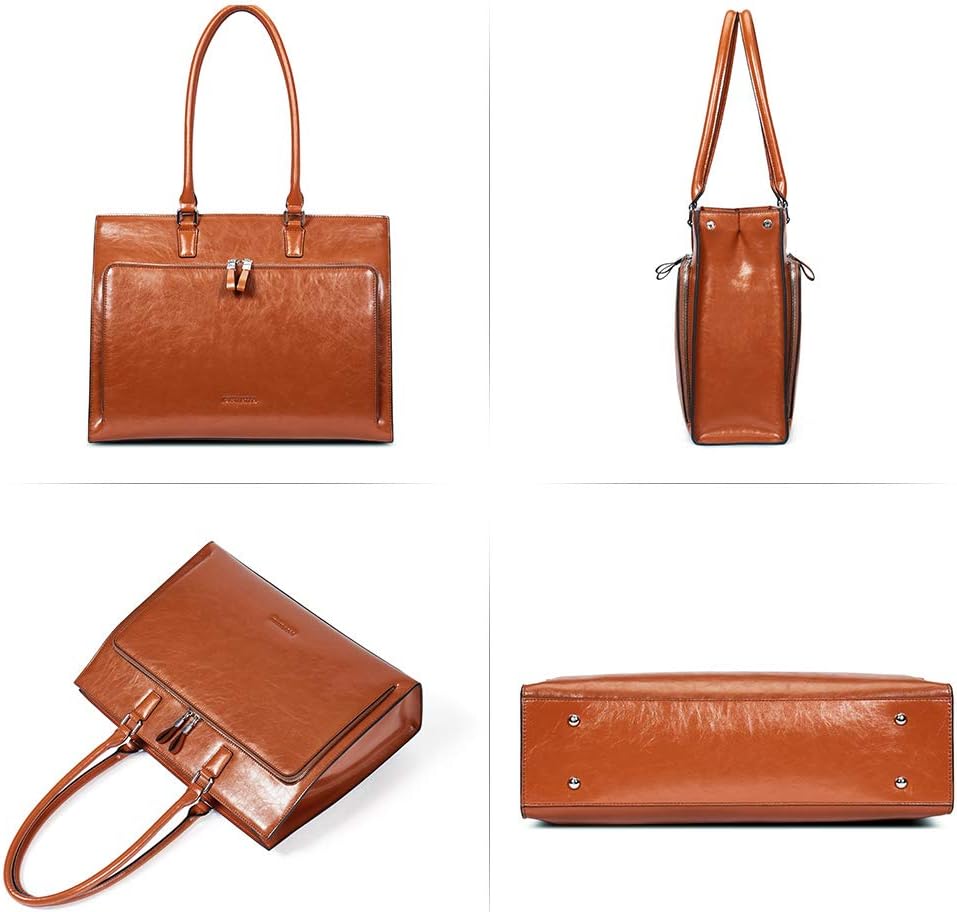BOSTANTEN Leather Briefcase for Women Vintage 15.6 inch Laptop Bag for Women Business Tote Shoulder Handbag