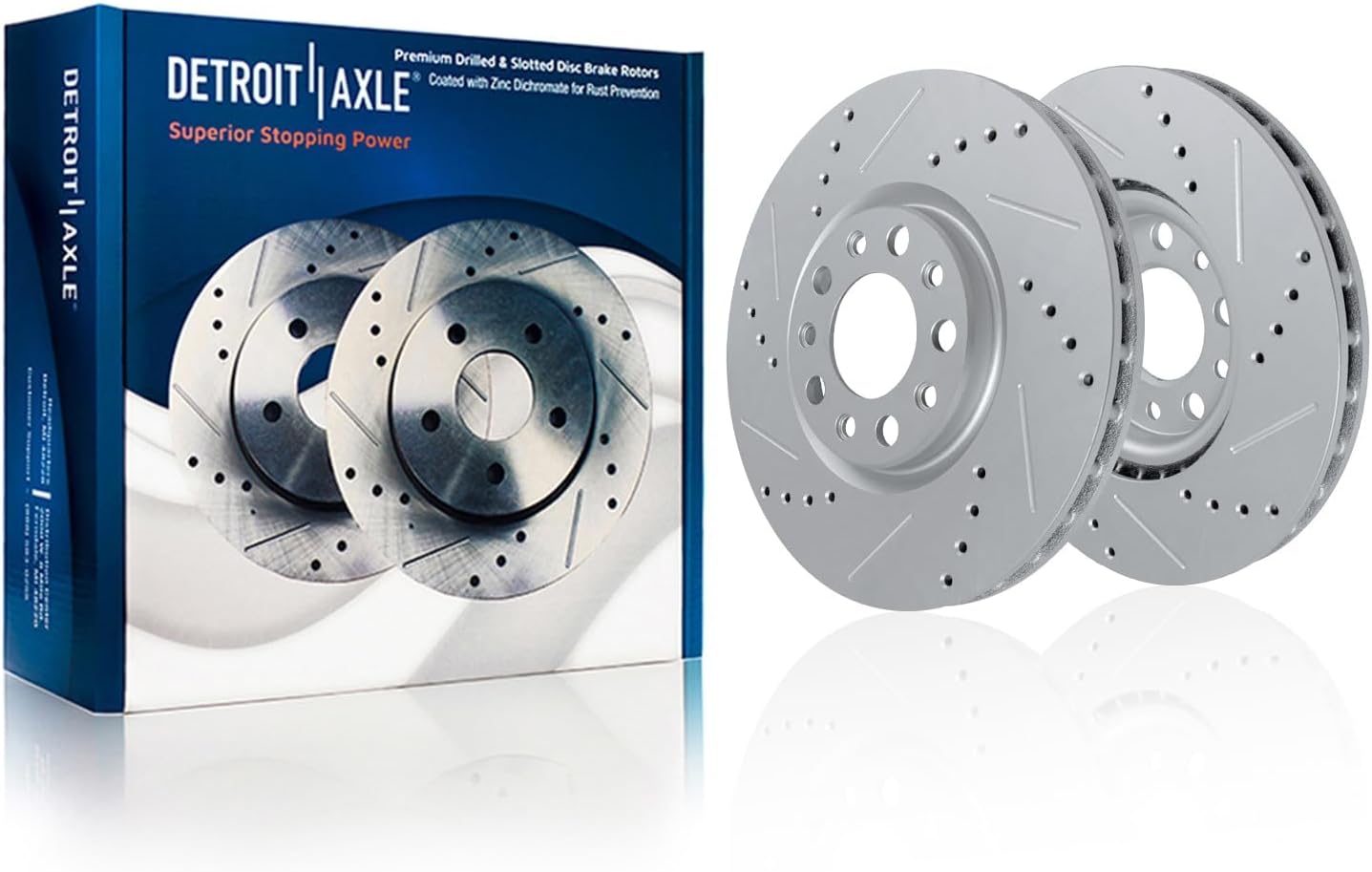 Detroit Axle - AWD Brake Kit for 2016-2018 Buick Envision, Drilled and Slotted Disc Brake Rotors Ceramic Brakes Pads 2017 Replacement: 12.64' inch Front and 12.40' inch Rear Rotor