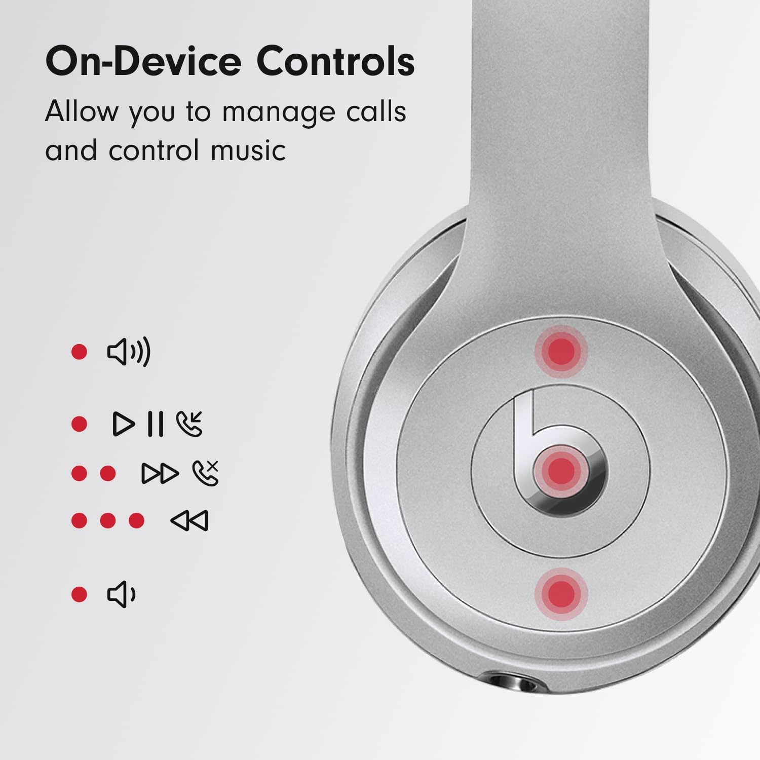 Beats Solo3 - Wireless Bluetooth On-Ear Headphones, Apple & Android Compatible, Up to 40H of Battery Life - Silver (Latest Model)