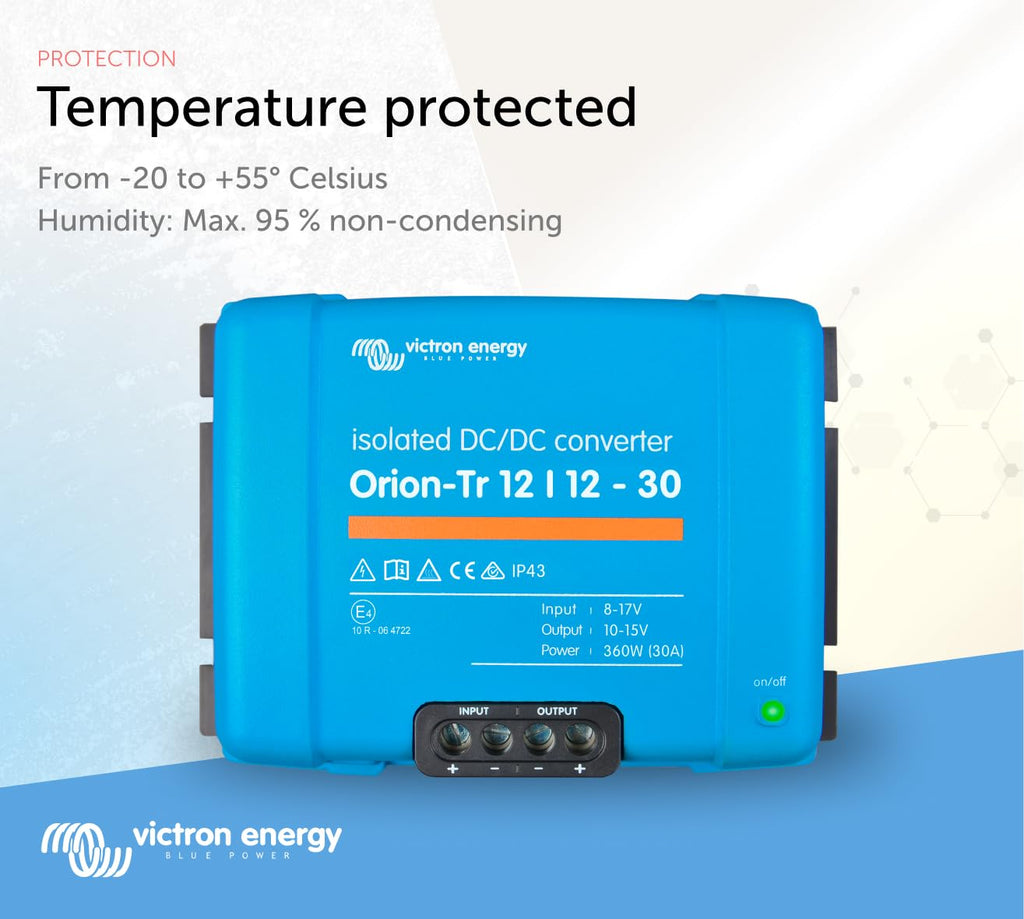 Victron Energy Orion-Tr DC to DC Converter - 12/12-Volt 30 amp 360-Watt - IP43 Protected - for Dual Battery Systems - Isolated