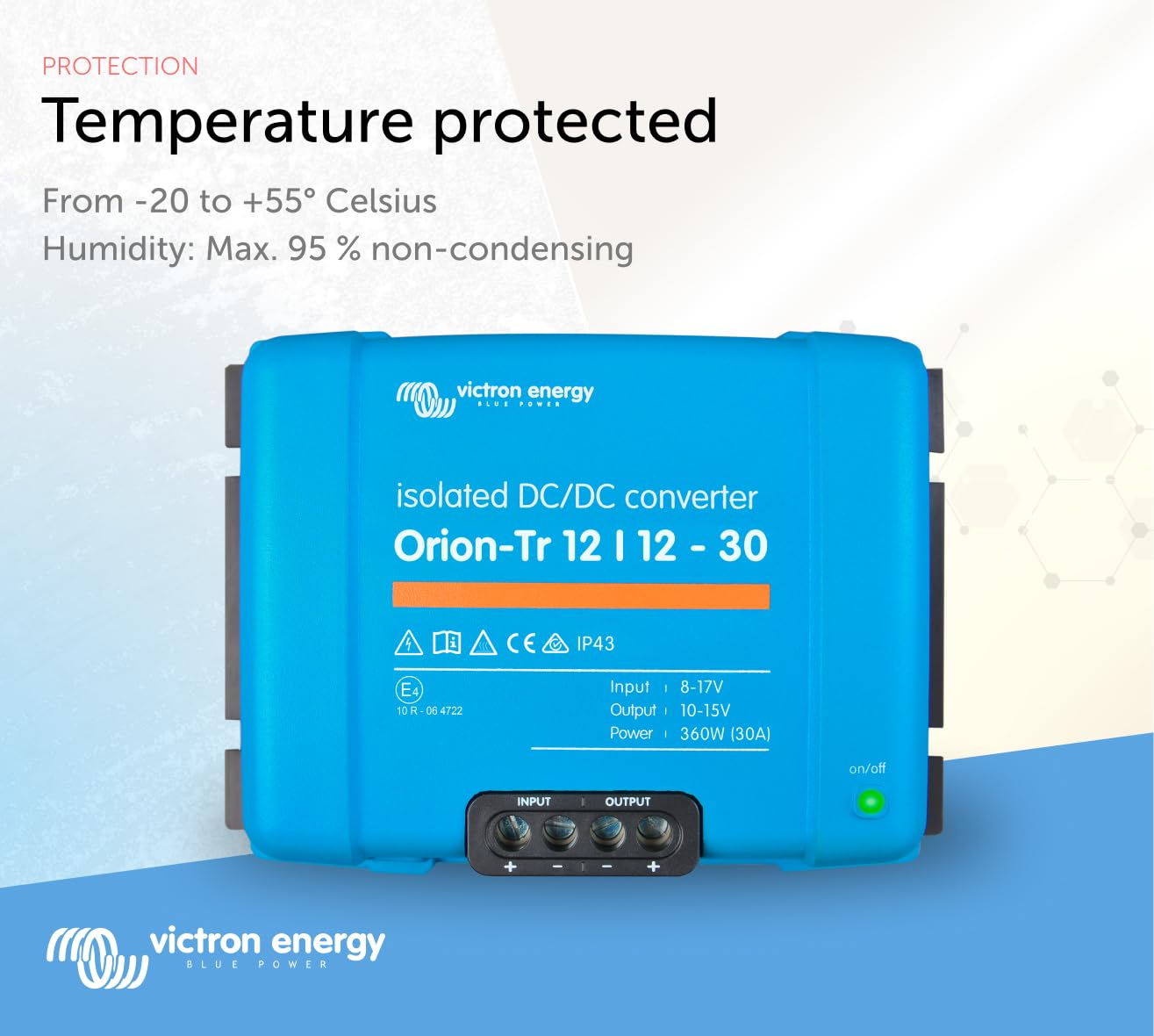 Victron Energy Orion-Tr DC to DC Converter - 12/12-Volt 30 amp 360-Watt - IP43 Protected - for Dual Battery Systems - Isolated