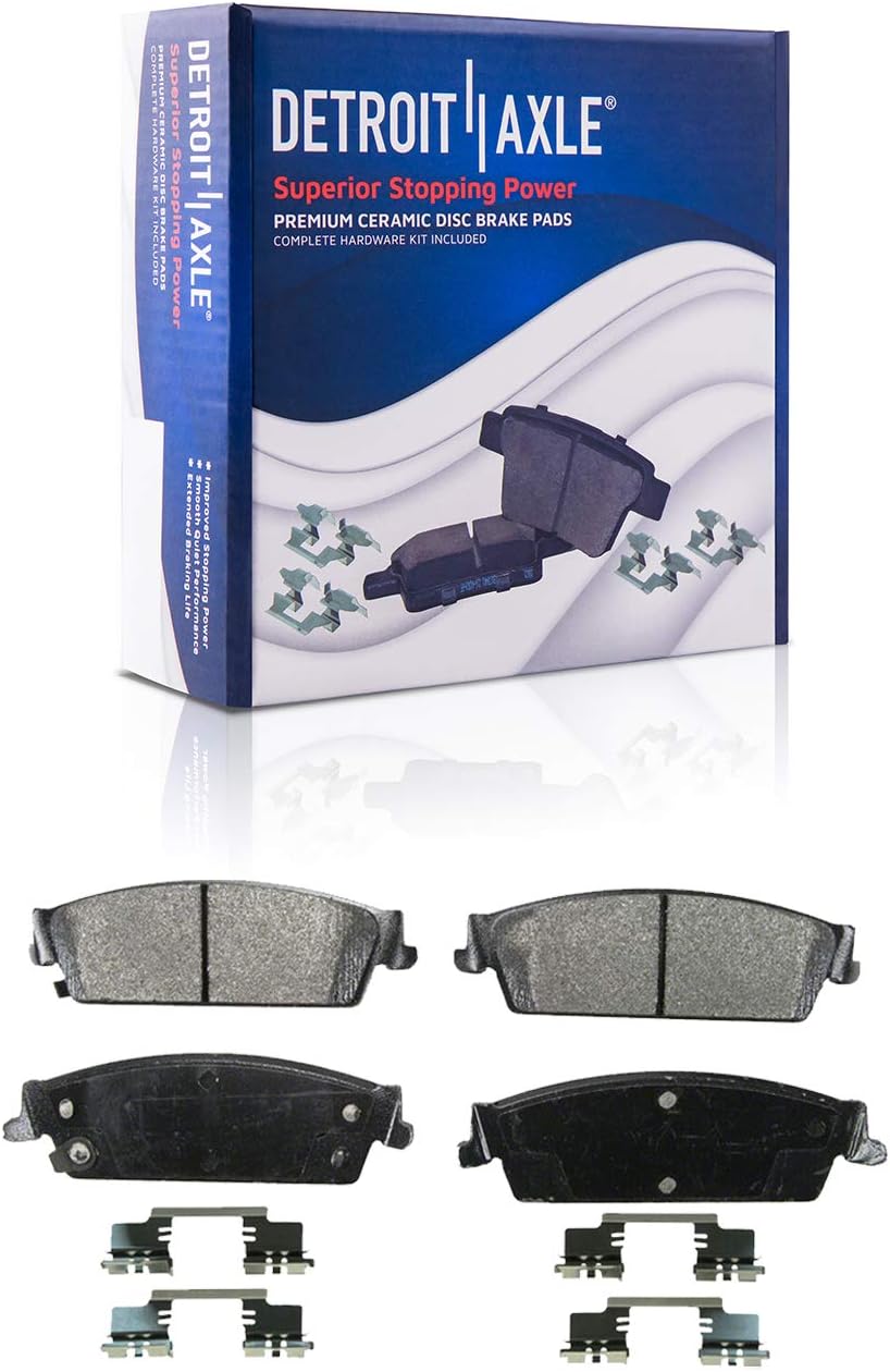 Detroit Axle - Rear Brake Kit for Chevy GMC Silverado Sierra Suburban Yukon XL 1500 Tahoe Avalanche Cadillac Escalade Disc Brake Rotors Brake Caliper Ceramic Brakes Pads Replacement