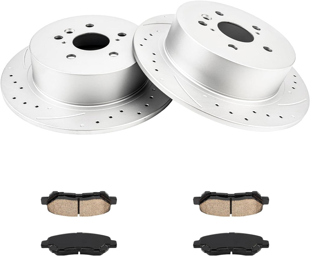 KAX Rear Brake Kit for Toyota Highlander 2008 2009 2010 2011 2012 2013 2014, 12.17inch Brake Rotors Pads Kit, #31507+D1325 Rear Brakes