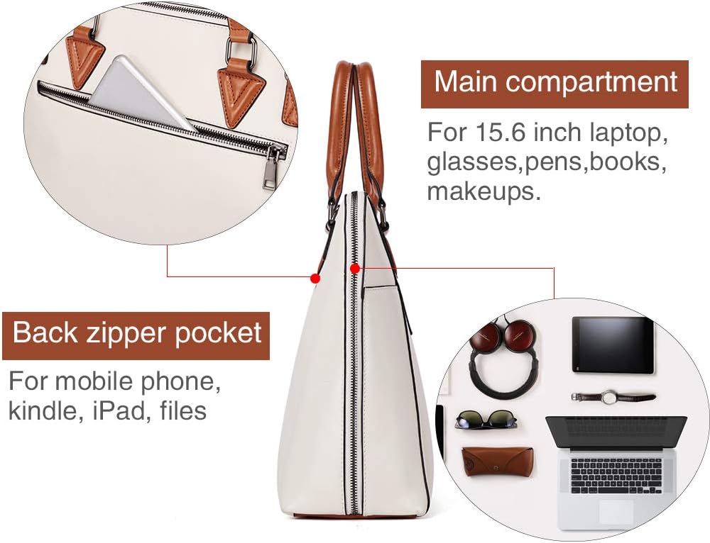 BOSTANTEN Briefcase for Women Leather 15.6 inch Laptop Shoulder Bag Office Work Crossbody Handbag