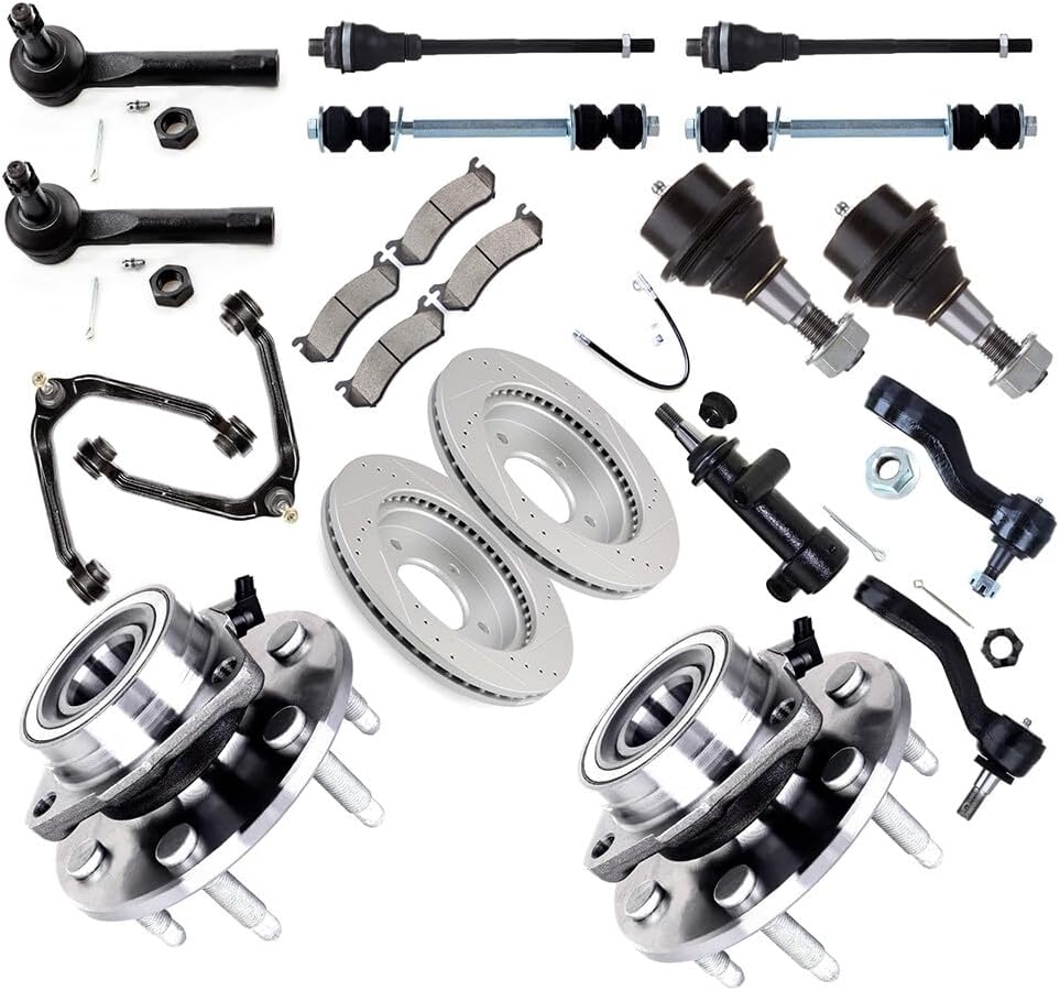 ECCPP - 21PCS Front Upper Control Arm Idler Pitman Arm Tie Rod End Sway Bar Link Wheel Hub Brake Kit For Cadillac Escalade For Chevy Silverado 1500 Avalanche Suburban Tahoe For GMC Sierra 1500 Yukon