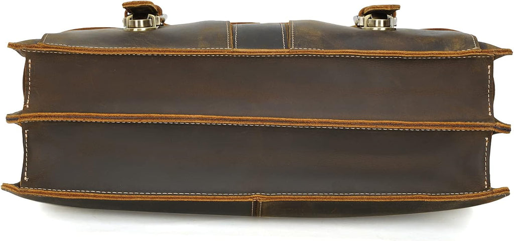 Polare 16' Full Grain Leather Messenger Bag Laptop Briefcase Bag Professional Work Bag For Men with YKK Zippers