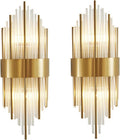 BOKT Crystal Wall Sconces Set of 2 Modern Sconces Wall Lighting Gold Wall Sconce Bathroom Vanity Wall Mount Luxury Wall Light Fixtures for Bedside Hallway