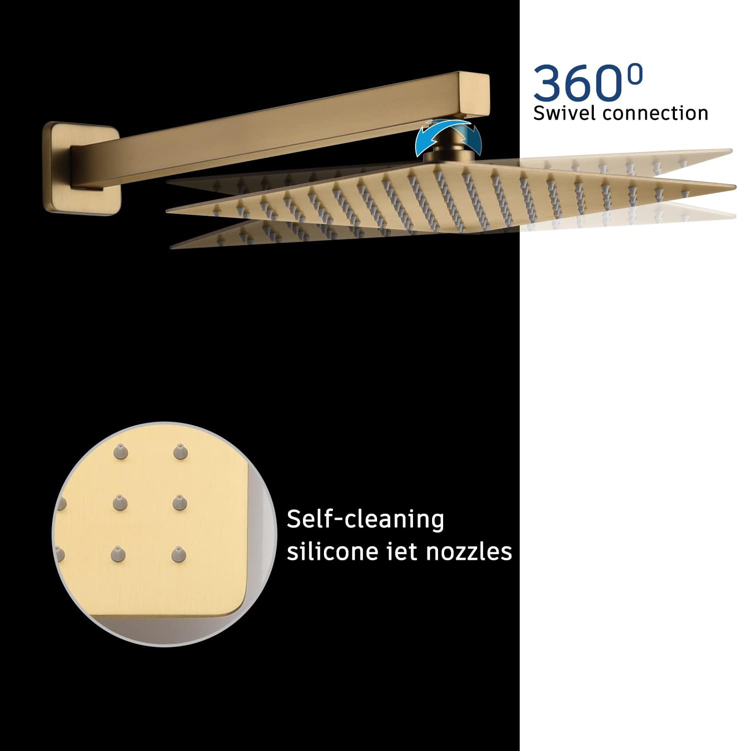 CASAINC 10 Inch Rain Shower Head with Handheld Spray, Wall Mounted Shower Valve and Trim Kit Luxury Shower Faucets Sets Complete Dual Shower Heads Shower System (Brushed Gold)