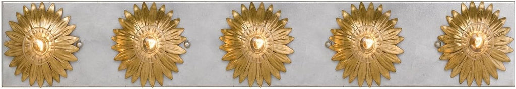 Crystorama Broche 5 Light Antique Gold + Antique Silver Bathroom Vanity