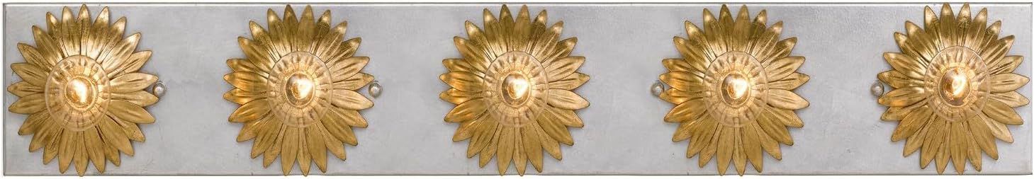 Crystorama Broche 5 Light Antique Gold + Antique Silver Bathroom Vanity