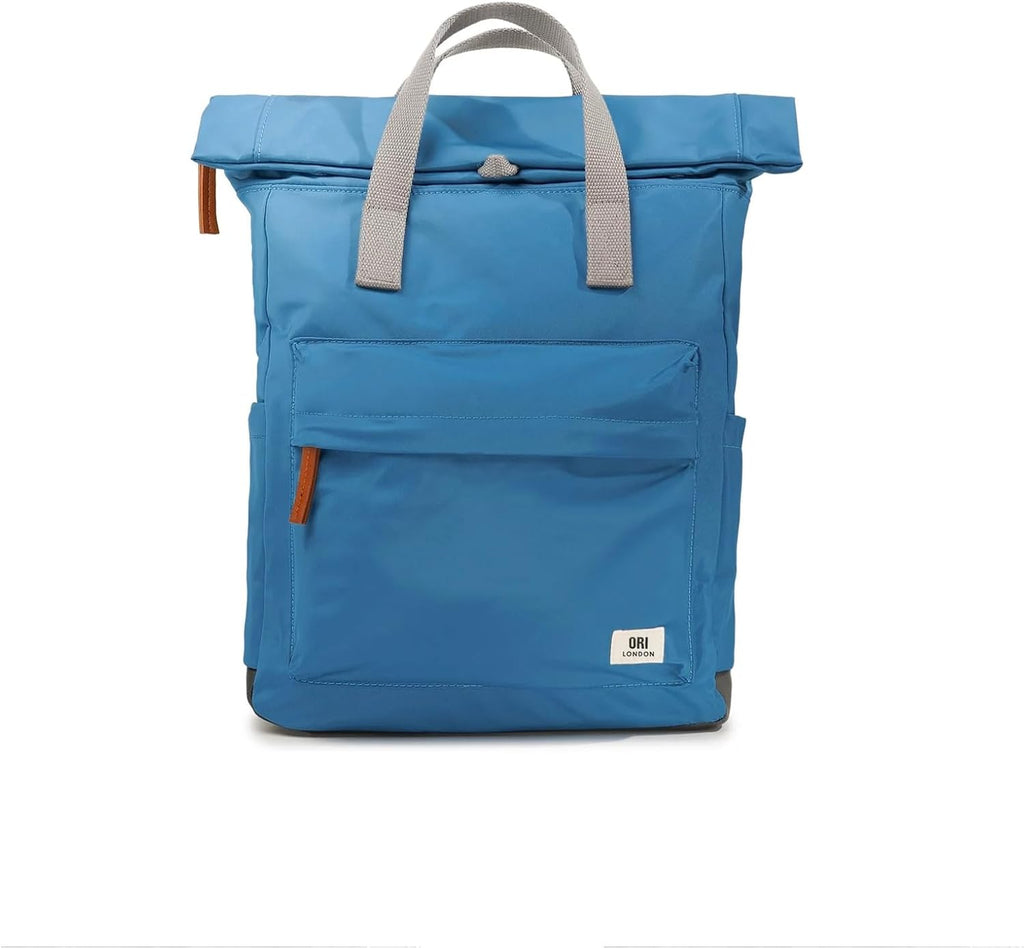 ORI LONDON Travel Backpack - Medium Nylon Rolltop Backpack for Men & Women with Multiple Pockets for Laptop, Phone, Keys, Wallet, Bottles - The Canfield, Seaport, 16.5x11.8x4.7'