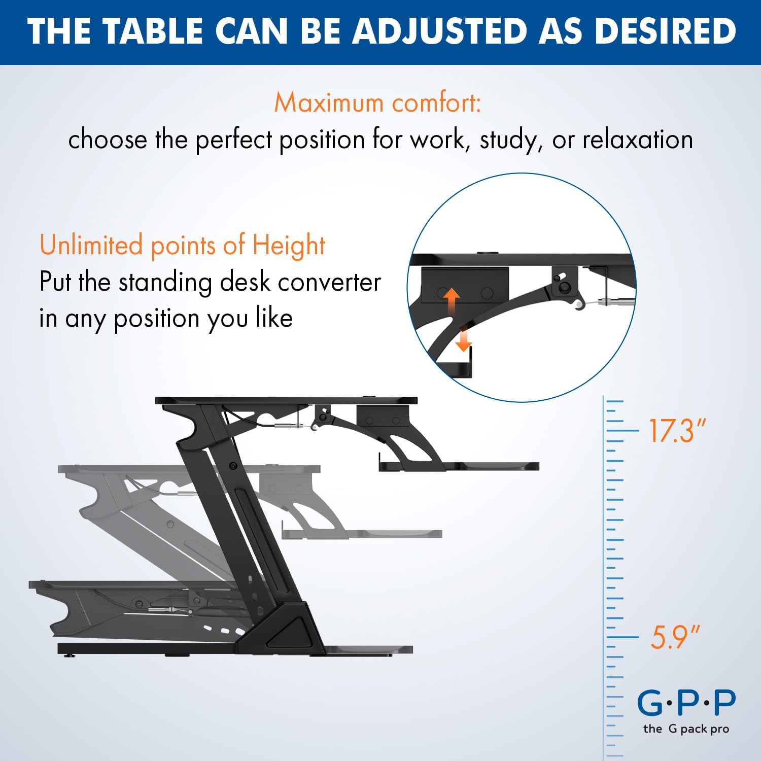 36″ Wide Standing Desk Converter – Sit-to-Stand Workstation for Dual Monitors, Height Adjustable Up to 17.3″ with Large Keyboard Tray – Black