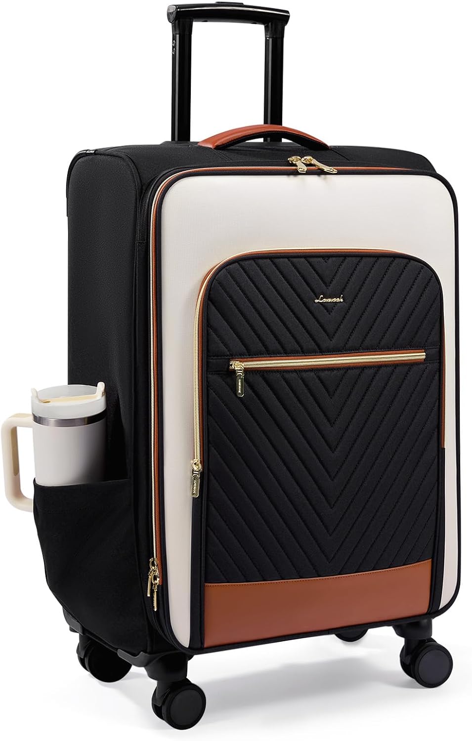 LOVEVOOK Carry On Luggage,24 Inch Carry-on Suitcase for Women,Softside Suitcases with Wheels,Rolling Checked Luggage with TSA Lock,Lightweight Travel