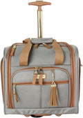 Steve Madden Designer 15 Inch Carry on Suitcase- Small Weekender Overnight Business Travel Luggage- Lightweight 2- Rolling Spinner Wheels Under Seat Bag for Women (Harlo Gray)