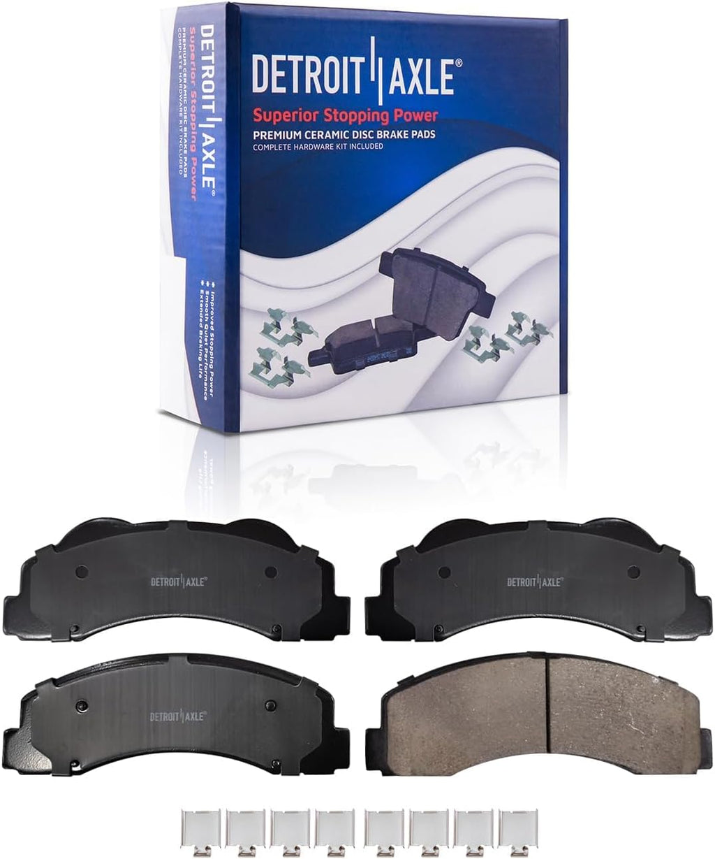 Detroit Axle - RWD Front Brake Kit for 2010 Ford F-150, [ABS on Hub; 6 Studs], Disc Brakes Rotors Ceramic Brake Pads Wheel Bearing Hubs Replacement