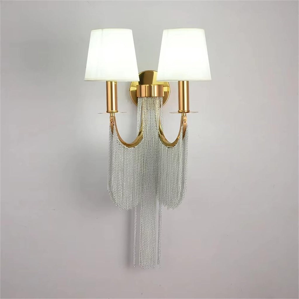 Gold Silver Aluminium Chain Wall Lights Bedroom Wall Lamps E14 Bedside Indoor Lights for Villa Hotel Restaurant Apartment,Bathroom