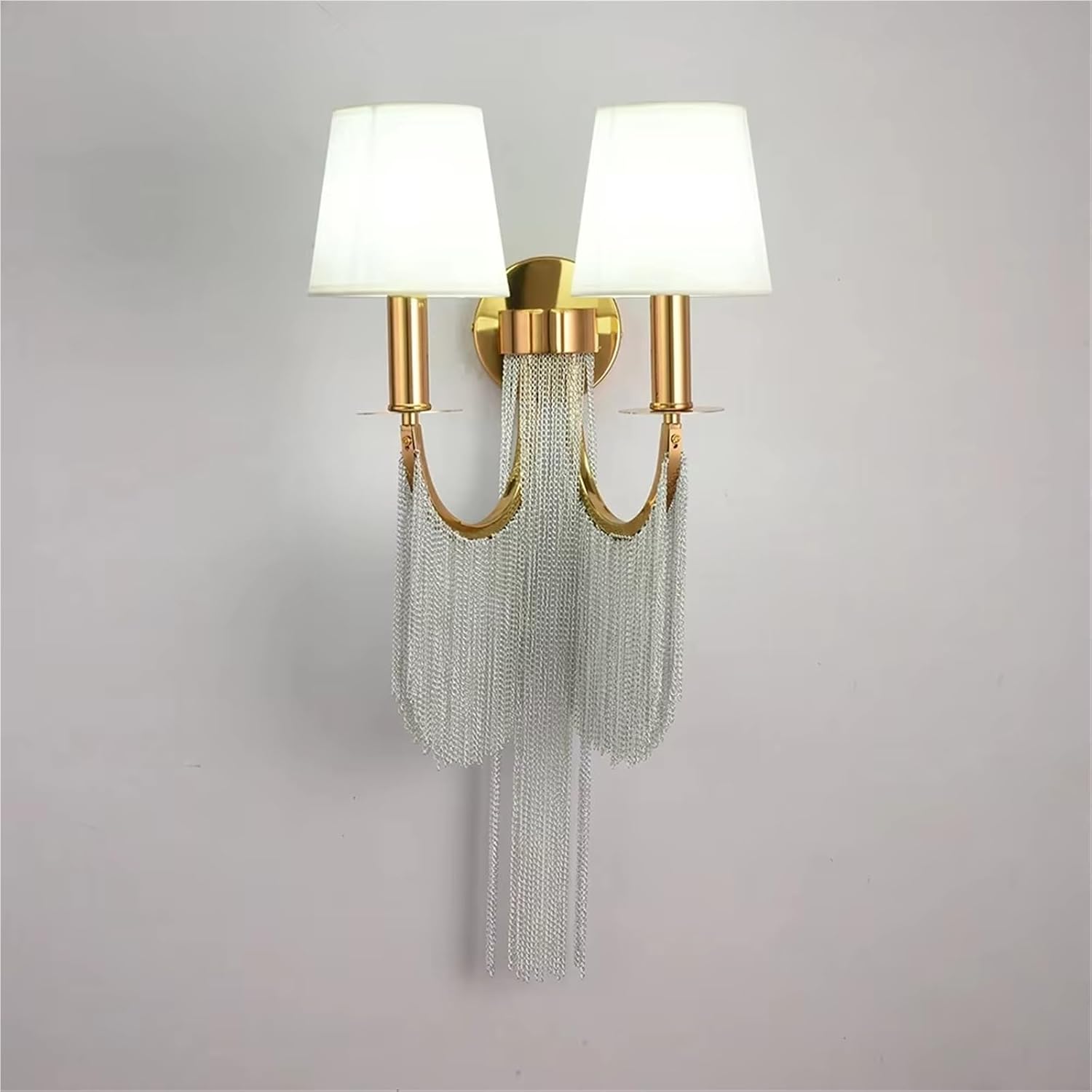 Gold Silver Aluminium Chain Wall Lights Bedroom Wall Lamps E14 Bedside Indoor Lights for Villa Hotel Restaurant Apartment,Bathroom