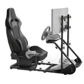 Racing Simulator Cockpit with Monitor Mount and Seat,Sim Racing Cockpit Compatible with Fanatec,PXN,Thrustmaster and Logitech Adjustable Driving Simulators,Excluding Handbrake, Pedals & Monitor (Black)