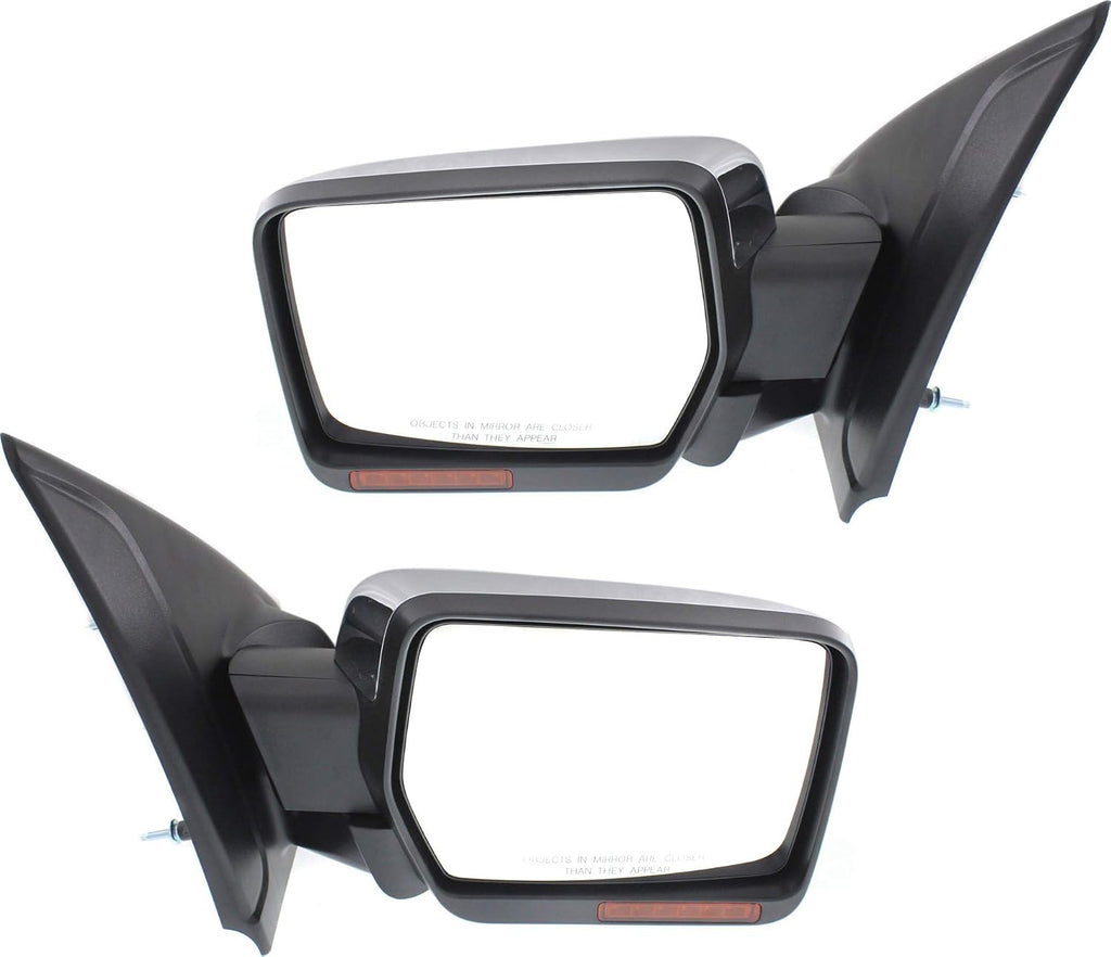 Kool Vue Driver & Passenger Side Power Heated Mirrors for Ford F-150 2011-2014 Power Fold With Signal Light, Memory & Puddle Lamp; Without Blind Spot Monitor Chrome