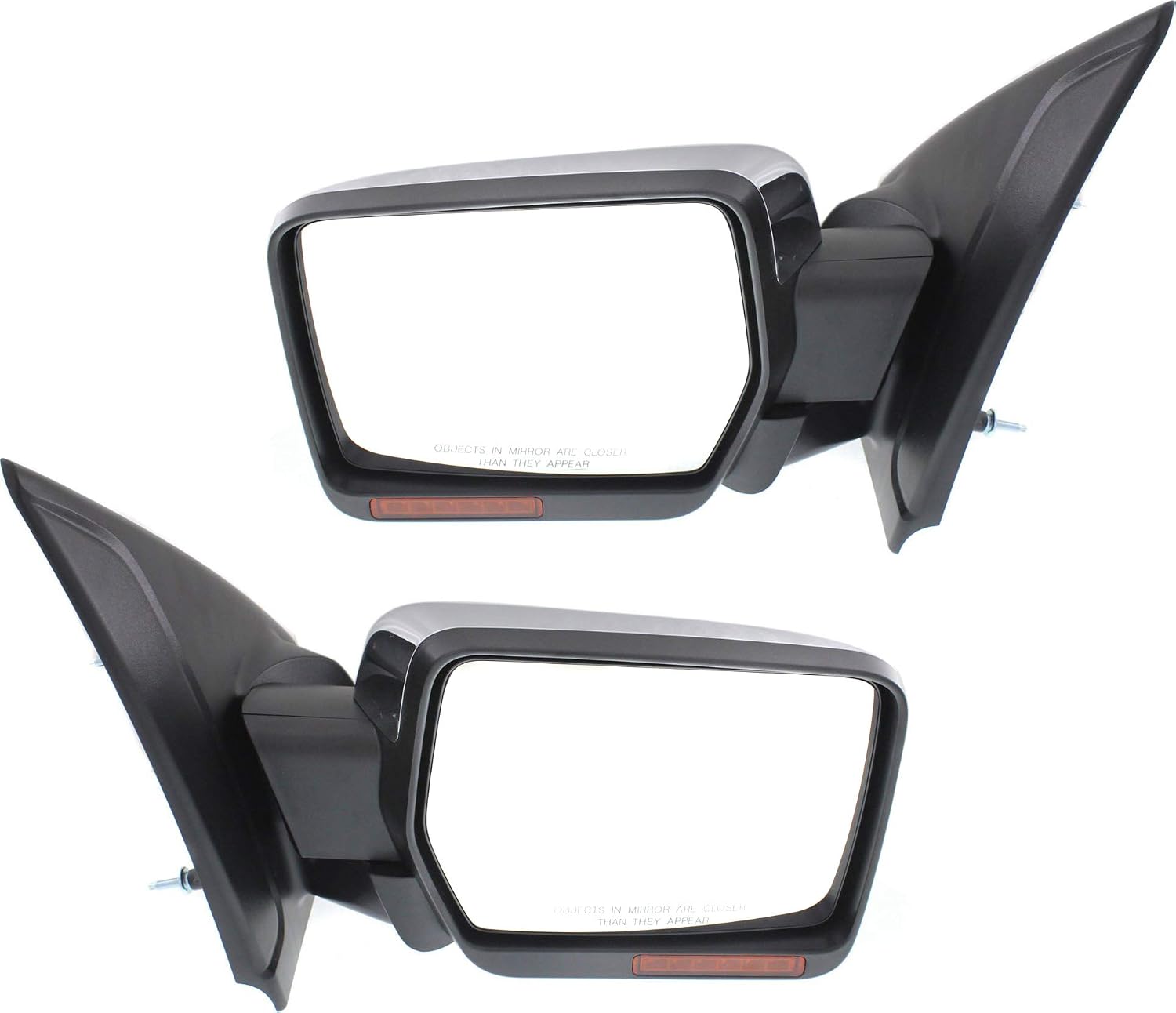 Kool Vue Driver & Passenger Side Power Heated Mirrors for Ford F-150 2011-2014 Power Fold With Signal Light, Memory & Puddle Lamp; Without Blind Spot Monitor Chrome