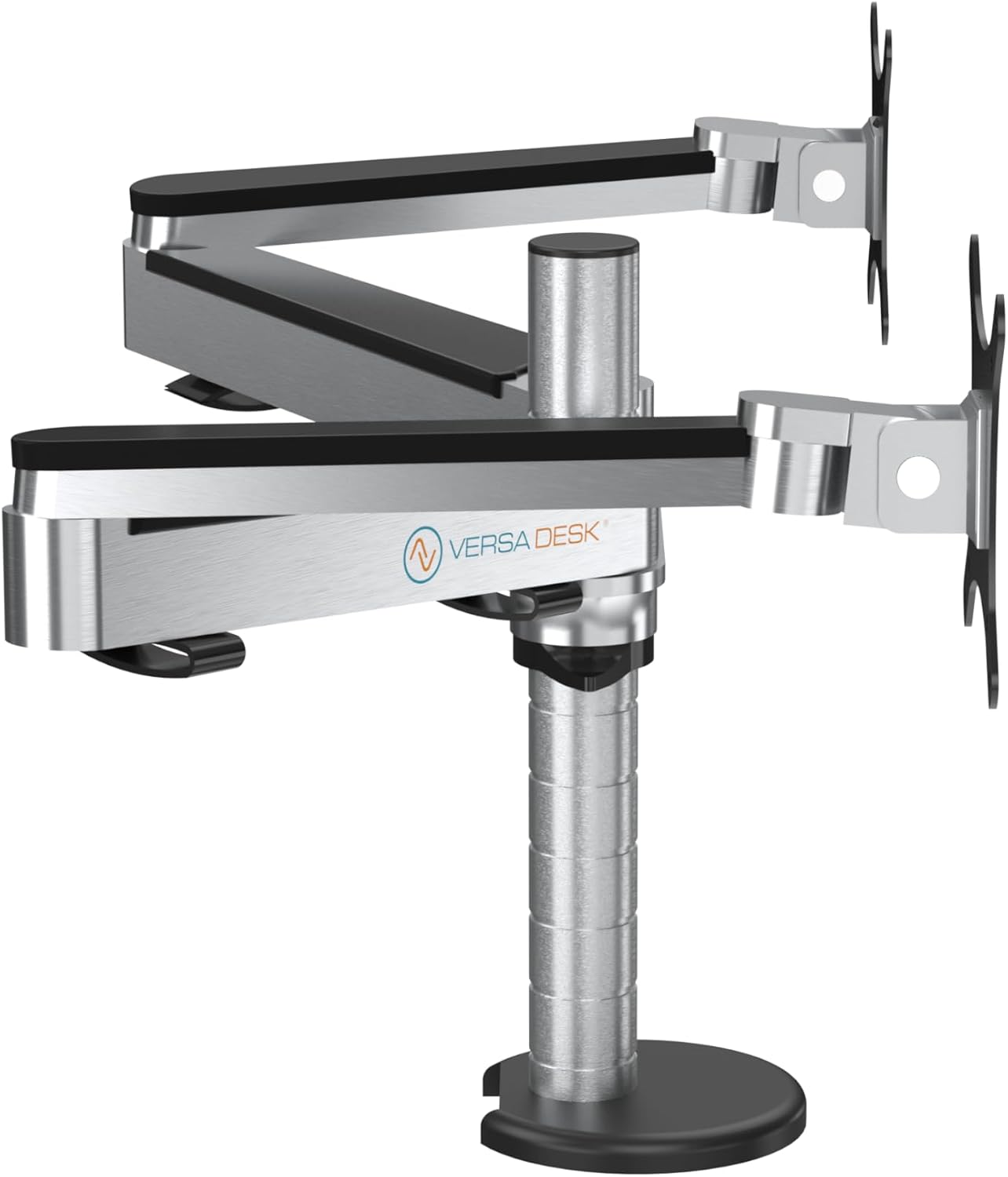 VERSADESK OmniView Dual Monitor Stand - Height Adjustable Arms for 24'-27' Screens - Desk Mount with 360° Rotation - VESA Compatible - Each Arm Supports up to 15lbs | Black