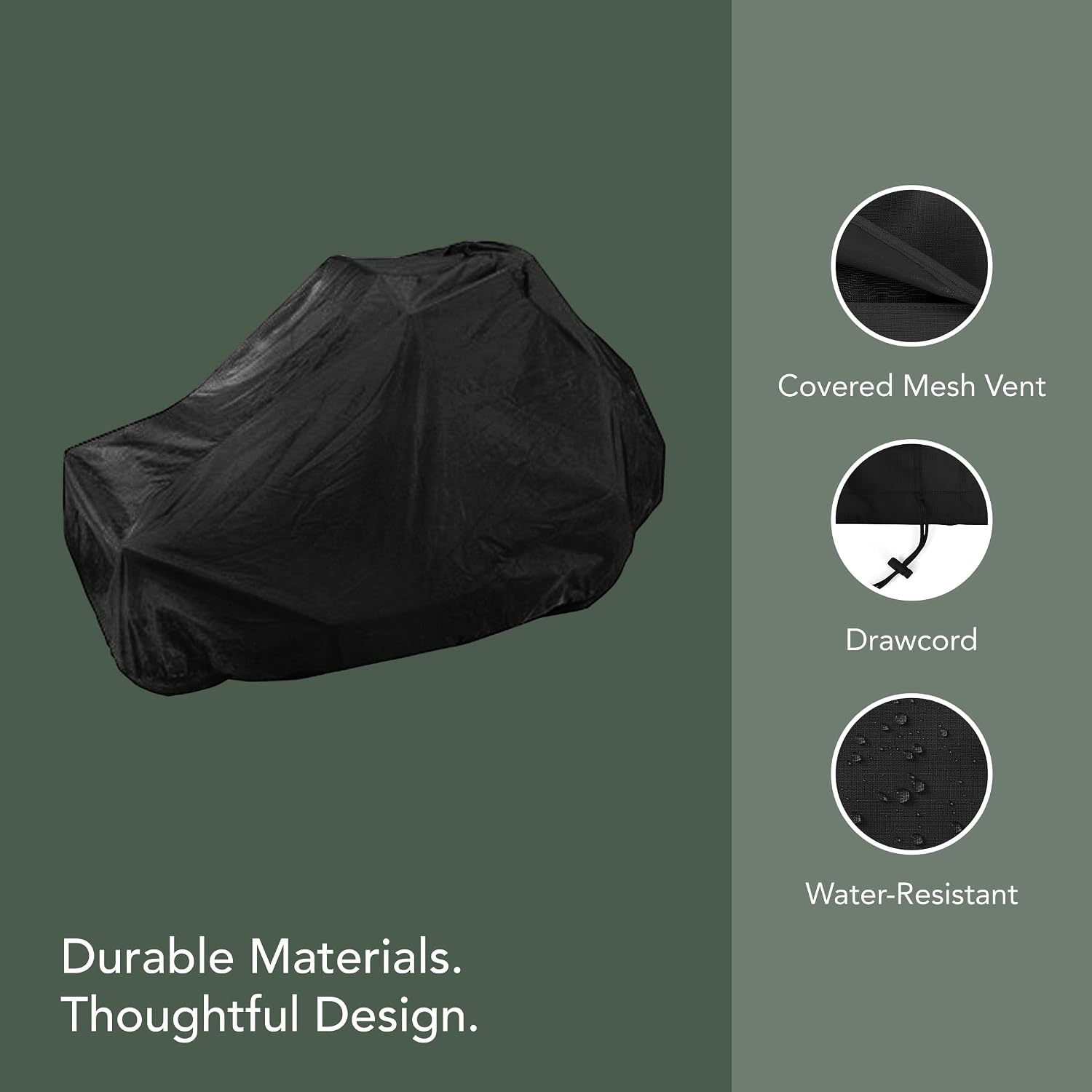 Covermates Ultima Zero‑Turn and Riding Lawn Cover – Heavy-Duty All-Weather Rip-Resistant Outdoor Protection Water‑Resistant, Secure Drawcord, & Breathable Vent, 50W x 80D x 48H inches, Ripstop Black
