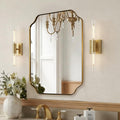MIRRORART Gold Bathroom Mirrors 22x30'', Scalloped Brass Vanity Mirrors Rounded Notched Corner in 1'' Anti-Rust Seamless SUS304 Metal Frame Wall Mounted Vertical/Horizontal for Bathroom, Over Sinks