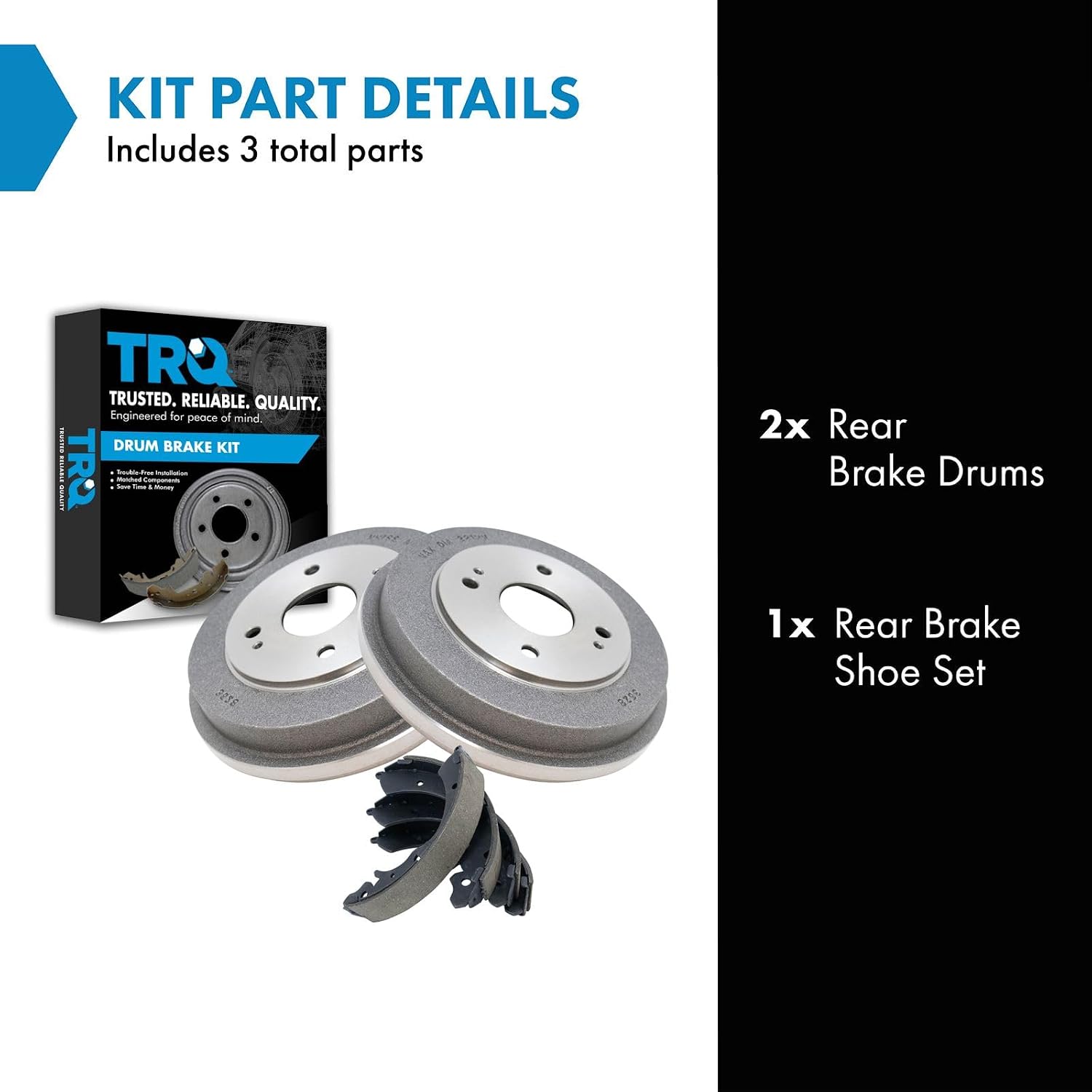 TRQ Rear Brakes Brake Shoe & Drum Left & Right Kit for 1990-2002 Honda Accord