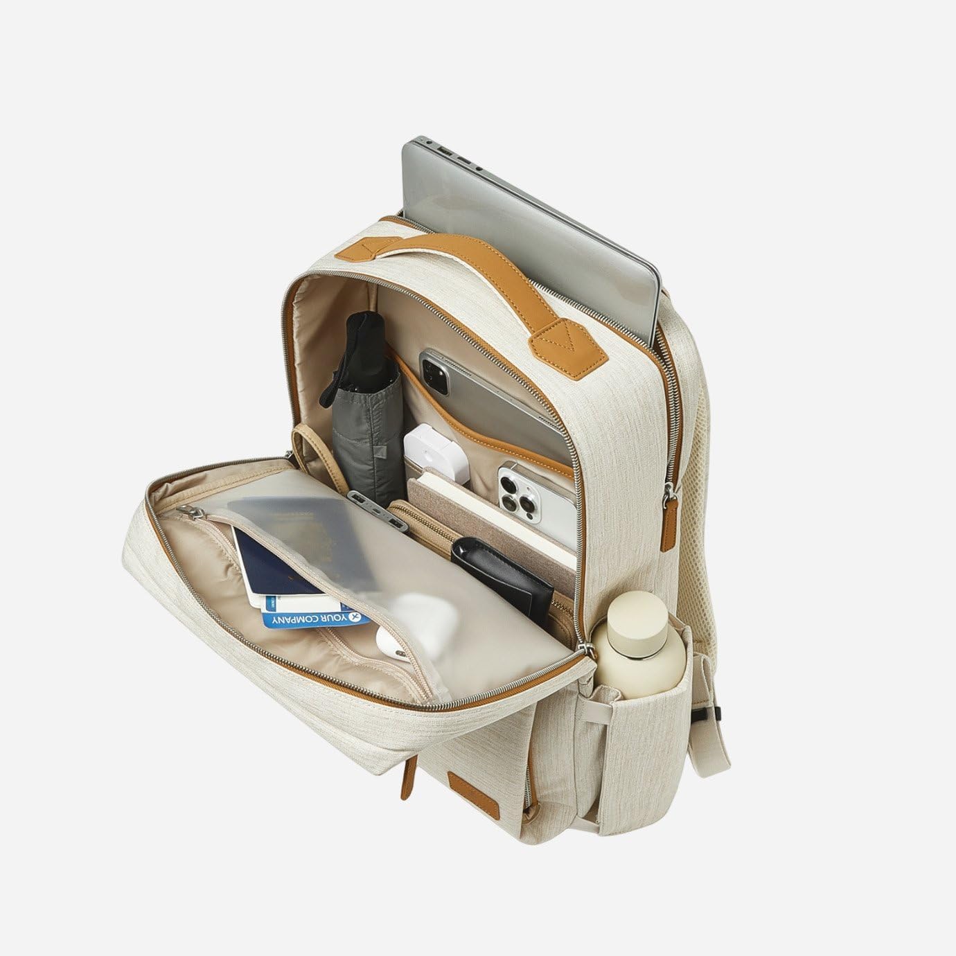 Nordace Siena Pro 15 Smart Backpack with USB Charging - 16' Laptop Backpack, 20L Daily Backpack for Travel, Everyday, or Work (Beige)