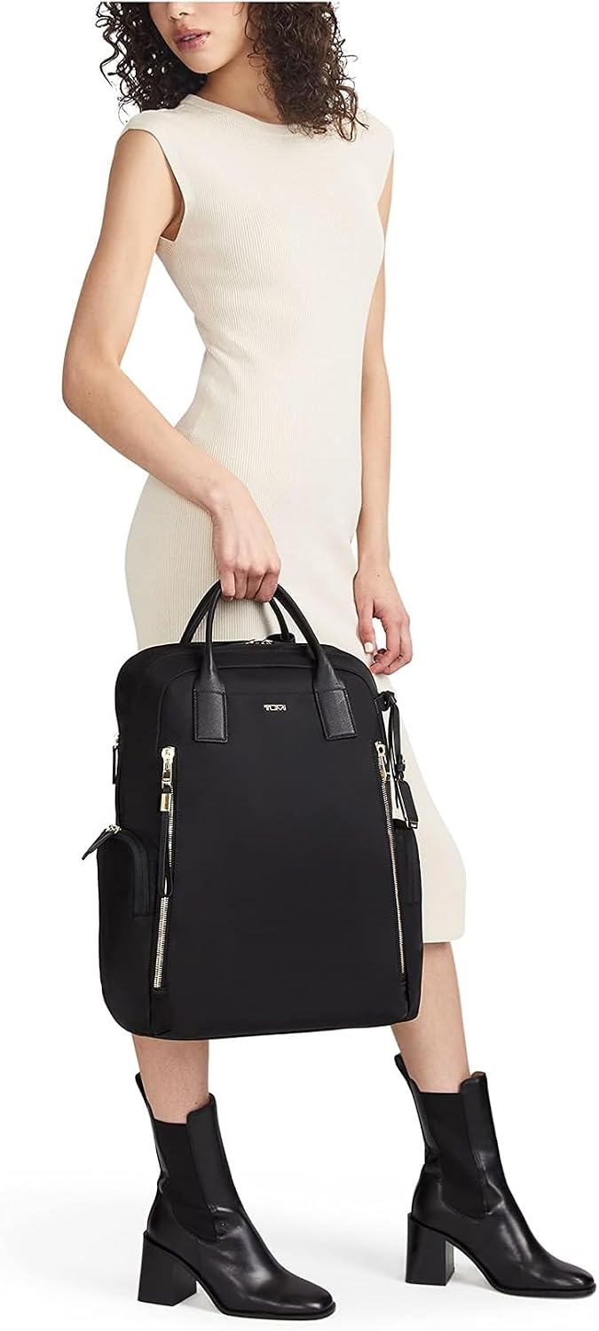 TUMI - Voyageur Atlanta Backpack - Travel Backpack for Women - For Business, Commute - Holds Up to 17' Laptop - Black - Gold Hardware