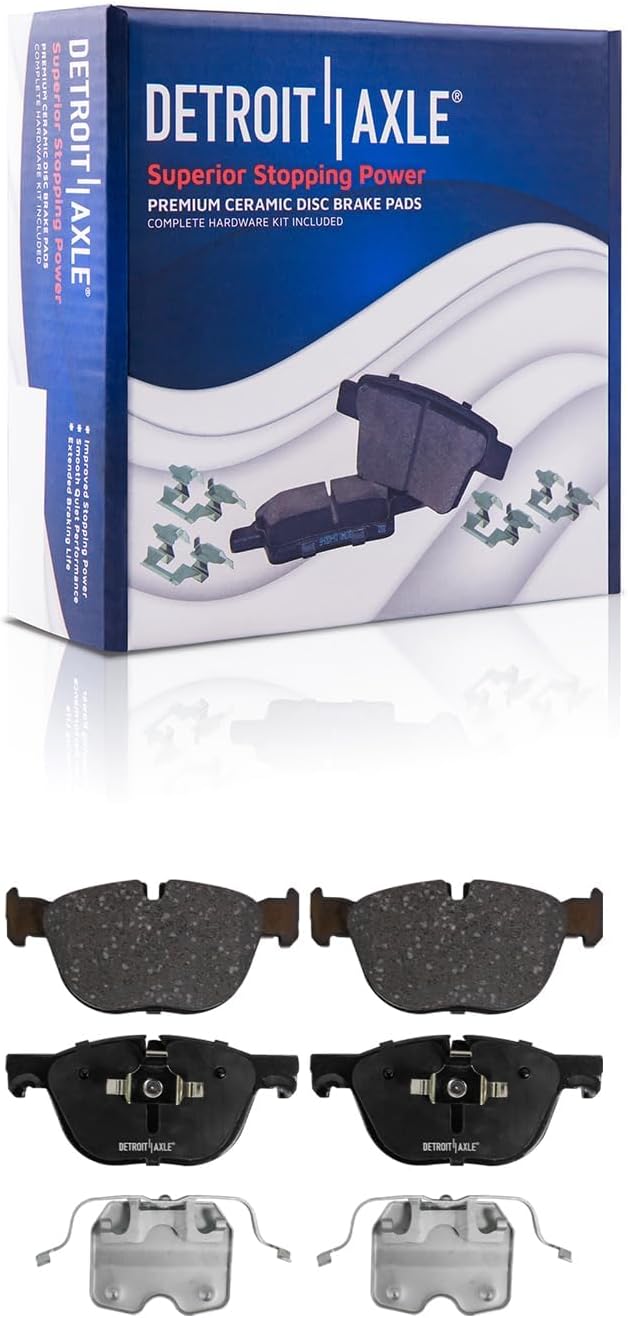Detroit Axle - 12pc Brake Kit for 2007-2018 BMW X5, 2011-2019 X6 Front and Rear Disc Brake Rotors Ceramic Brake Pads Wheel Bearing Hubs Replacement: 13.07' inch Front & 12.59'' inch Rear Rotor