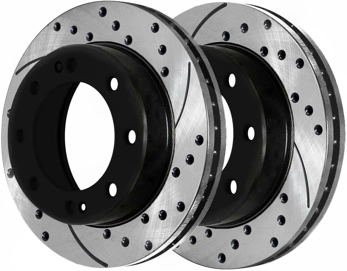 8pcs Ceramic Brake Pad Sets 4pcs Drilled and Slotted Rotors Kit Front Rear Side Black Drilled and Slotted for Chevy for Silverado 2500HD 2001-2006,for GMC for Sierra 2500HD 2001-2006