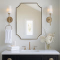 MIRRORART Scalloped Gold Bathroom Mirror 24x32'', Contemporary Notched Corner Mirror, Rectangle Brass Mirrors for Bathroom in 1'' Stainless Steel Metal Frame Hang Vertical/Horizontal for Home Decor