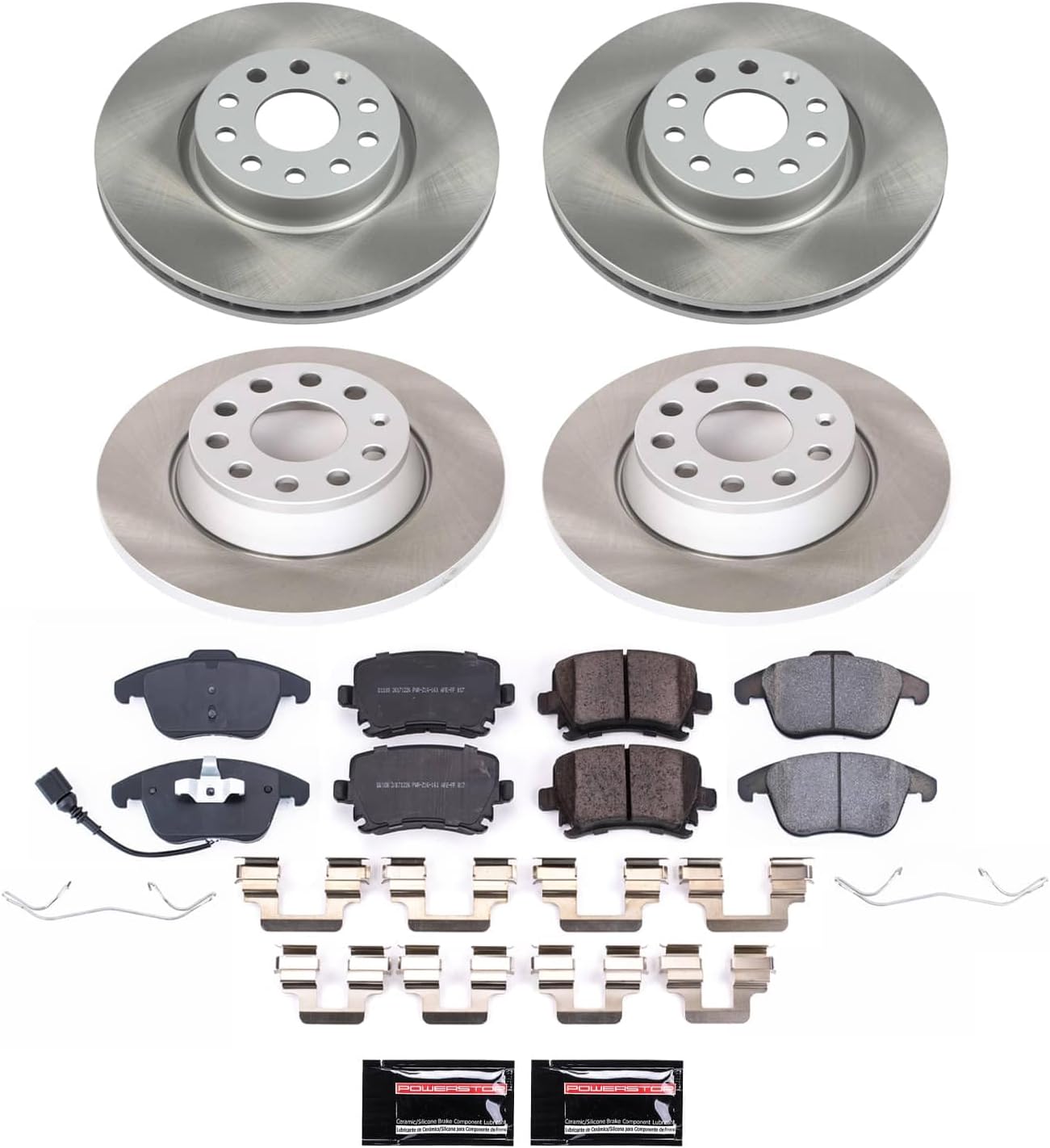 PowerStop Front and Rear Brake Kit for Volkswagen Tiguan 2011-17 | Volkswagen Tiguan Limited 2017-18 - Ceramic Brake Pads + Semi Coated Rotors Replacement, SC5802