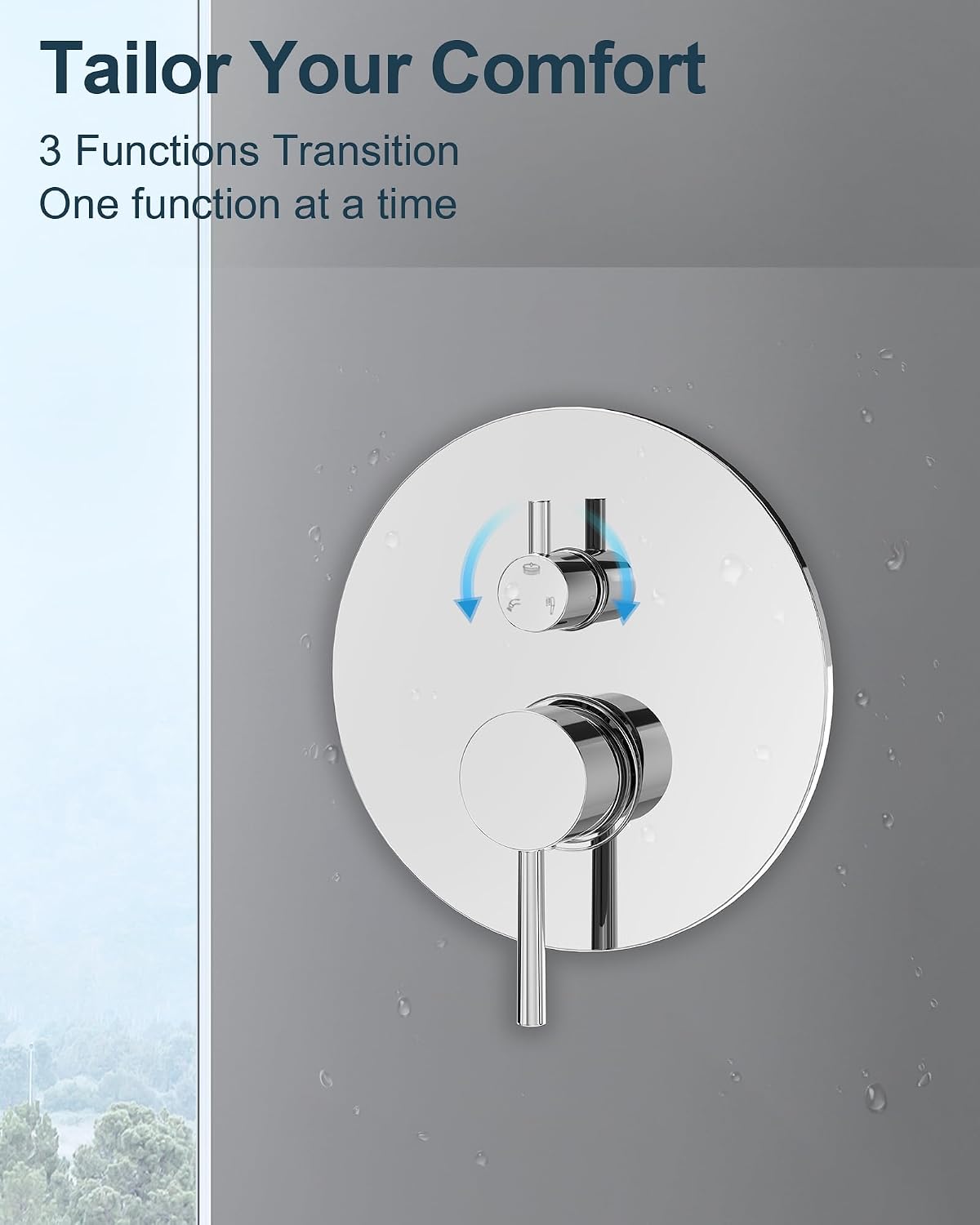 10 Inch Round Shower Faucet Set with Tub Spout, High Pressure Rainfall Shower Head and Handheld Sprayer Combo, Polished Chrome