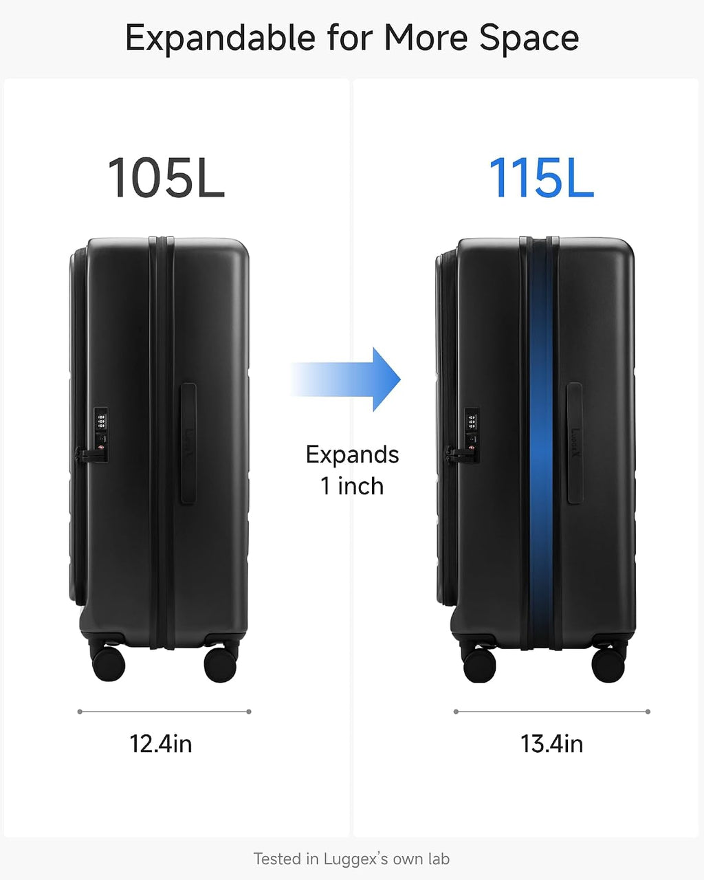 LUGGEX Checked Suitcase Top Opening, Travel Packing Cubes Bundle – Travel Essentials (FX-Lite, Bigger 28 Inch, 105L-115L)