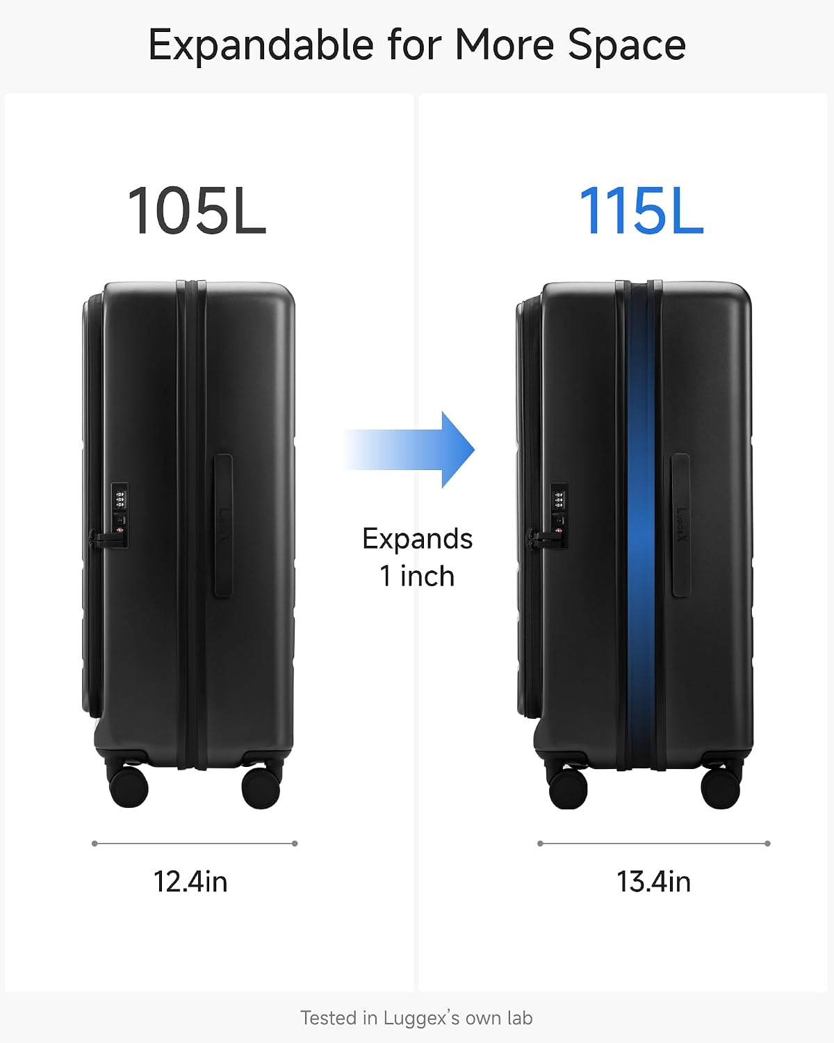LUGGEX Checked Suitcase Top Opening, Travel Packing Cubes Bundle – Travel Essentials (FX-Lite, Bigger 28 Inch, 105L-115L)