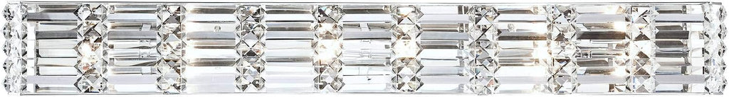 Possini Euro Design Vivienne Modern Wall Light Chrome Silver Metal Hardwired 35' Wide Light Bar Fixture Mounted Clear Crystal Accents for Bathroom Vanity Mirror House Home Hallway Room Decor