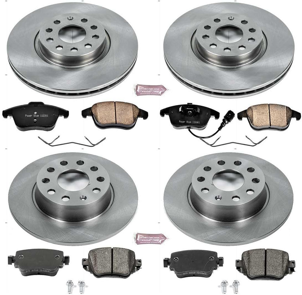 PowerStop Front and Rear Brake Kit for Volkswagen Passat 2015-20 - Z17 Ceramic Brake Pads & Disc Rotors Replacement, KOE7501