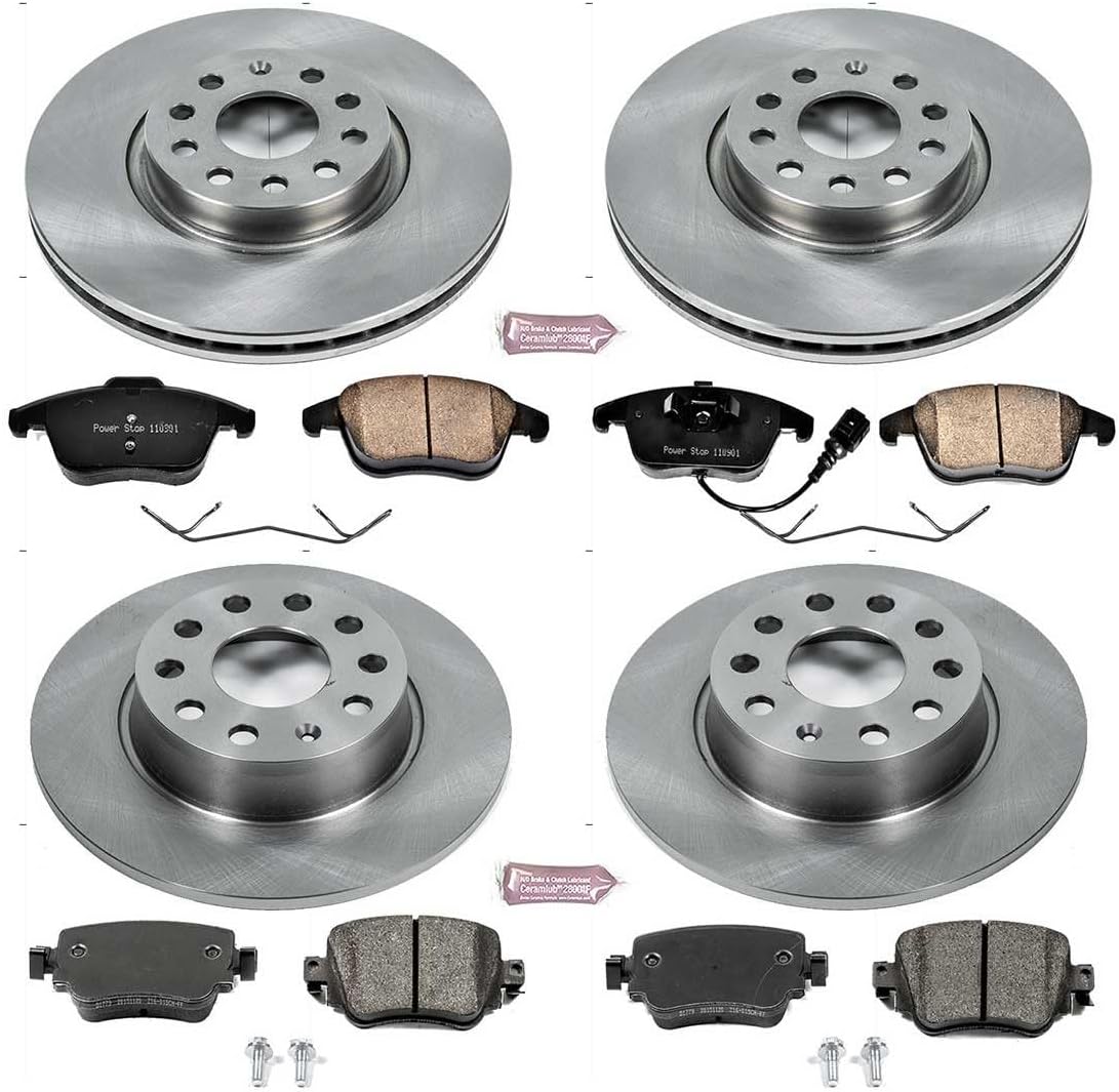 PowerStop Front and Rear Brake Kit for Volkswagen Passat 2015-20 - Z17 Ceramic Brake Pads & Disc Rotors Replacement, KOE7501
